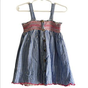 CAT & JACK 3T STRIPED BLUE AND WHITE WITH PINK STITCHING SUMMER DRESS